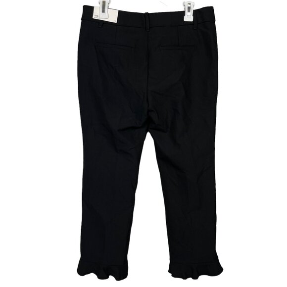 Ann Taylor The Ankle Pants Devin Womens 8 Black Ruffle Workwear Stretch Solid - Picture 3 of 12